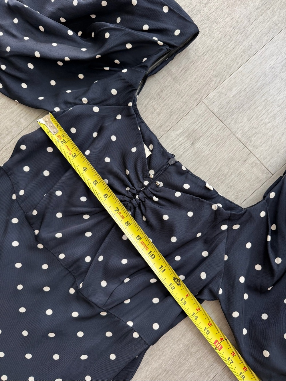 ROHE Margarita Dress White Navy Polka Dot Puff Sleeve Mini Size 36/ US 6 - Picture 11 of 16